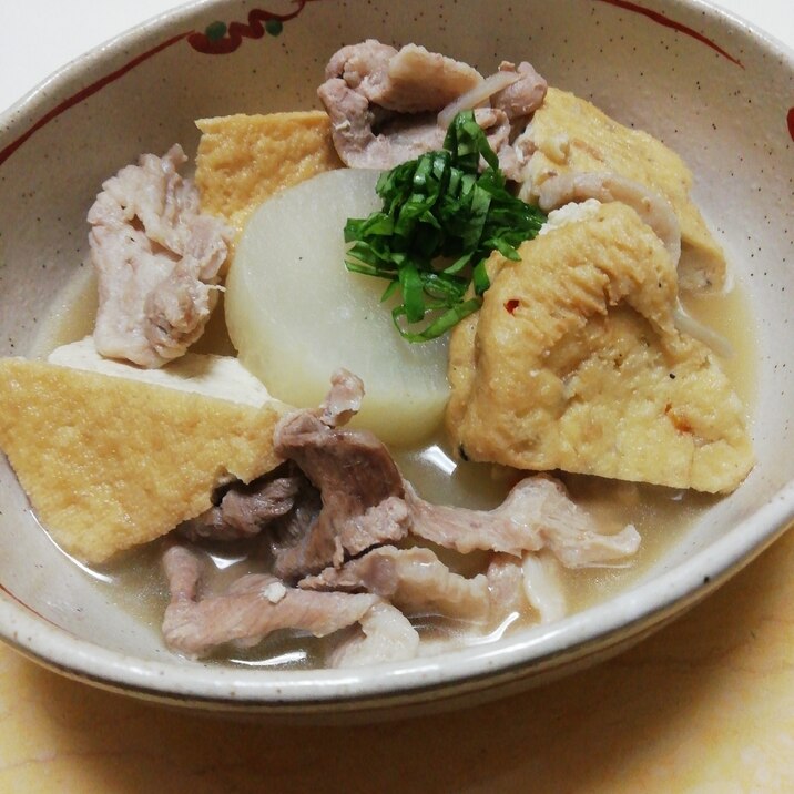 豚肉▪大根▪厚揚げ▪がんもの煮物